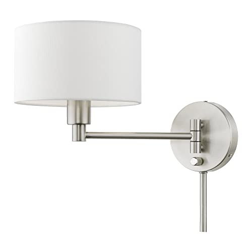 Image of Livex Lighting 40080-07 1 Light Swing Arm Wall Lamp, Bronze with Antique Brass Accent