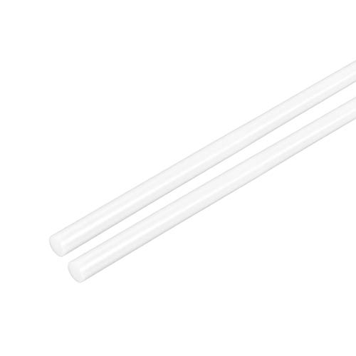 uxcell 2pcs Plastic Round Rod 1/8 inch Dia 20 inch Length White (POM) Polyoxymethylene Rods Engineering Plastic Round Bars(3mm)