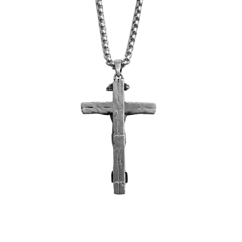 Sterling Silver Crucifix Pendant Necklace for Men Women, Jesus Cross Necklace for Boy Christmas Gift2