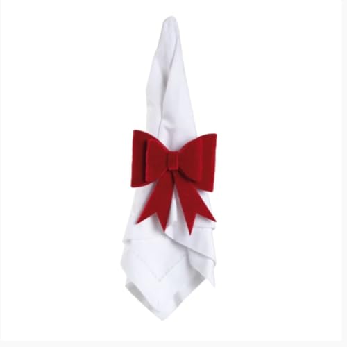 Kit 4 Porta Guardanapo Natal Laço em Veludo Mesa Posta Jantar Natalino