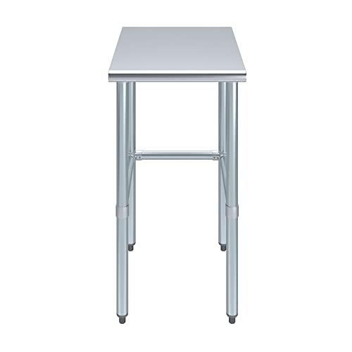 Image of AmGood Stainless Steel Work Table Open Base | Metal Work Bench (Stainless Steel Table Open Base, 18 inch Long x 24 inch Deep)