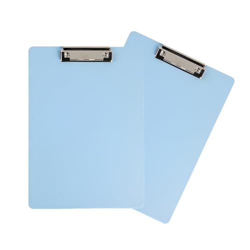 PPIOOY 【2個セット】 a4 バインダー クリップボード 黒 ルーズリーフ対応 強力クリップファイル 文書整理 携帯便利 pu材質 事務用品 (ライトブルー)