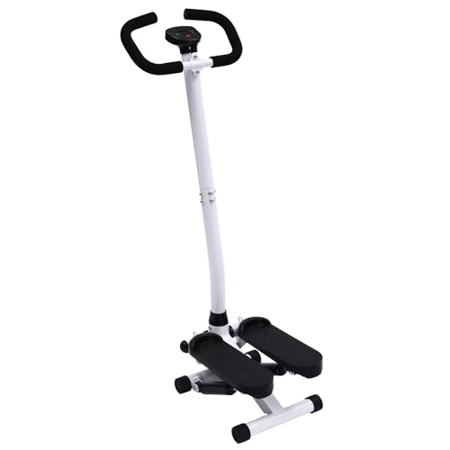 Stepper 2 en 1 Stair Stepper para el hogar con manillar y bandas de resistencia, mini stepper para entrenamiento con monitor LCD, entrenamiento cardiovascular para piernas, torso y glúteos, altura