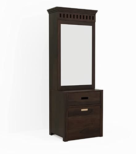 Image of Solid Wood Wooden Dressing Table for Bedroom with 2 Drawer, Mirror and Huge Storage Space | Long Dresser Table with Mirror | (Antique-Style-03)