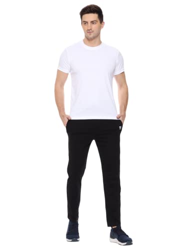 Image of MARK LOUIIS Track Pants for Men: Regular Fit Cotton Blend Lower with 2 Side Zipper Pockets, Back Pocket - Your Go-to for Running, Gym, and Comfortable Style.