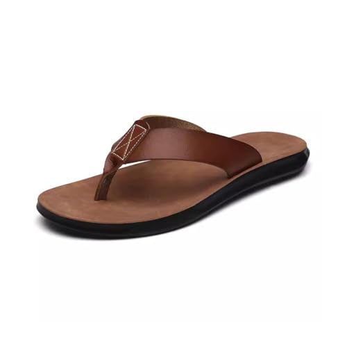 MTFBQ Flip Flop Sandals For Men Leather Slippers For Men With Arch Support, Non-Slip Gym Pool Dorm Comfortable Lightweight Leather Summer Slipper Shoes For Indoor & Outdoor Use