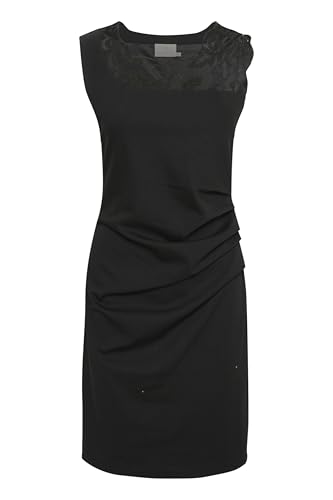 KAFFE Kleid India Damen Kleid Cocktailkleild Ärmellos Elegant Spitze Knielang Spitzenkleid L, Black deep L