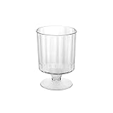 Party Essentials 5 OZ Mini Clear Plastic Dessert Parfait Cup for event Small Round Serving Goblet Wine Shot Disposable Fruit Ice Cream Mousse Pudding Appetizer Bowl, 40 Cups