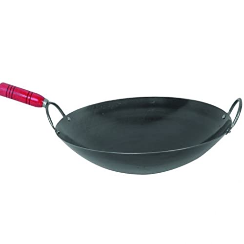 Wok de hierro de 14 pulgadas con mango de madera miniatura 4