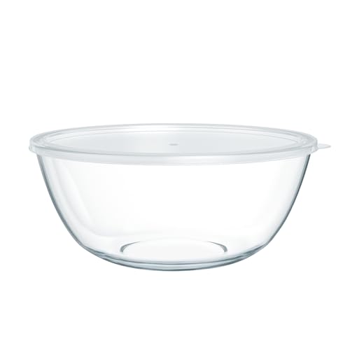 Quald 4.7 Qt Extra Large Glass Mixing Bowls Clear Glass Salad Cooking Bowls For Kitchen Salad Bread Storage