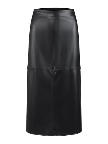 Women's Faux Leather Skirt PU High Waist Business Casual Knee Length Skirts