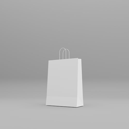 Bolsas de transporte blancas lisas PEFC de 18x8x24 cm para comercio pack de 125 unidades