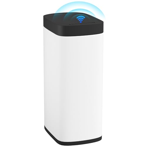 HOMCOM Poubelle de cuisine automatique 50L, poubelle à capteur de mouvement sans contact, résistant aux empreintes digitales, sans bac intérieur, fonctionne sur piles, crème