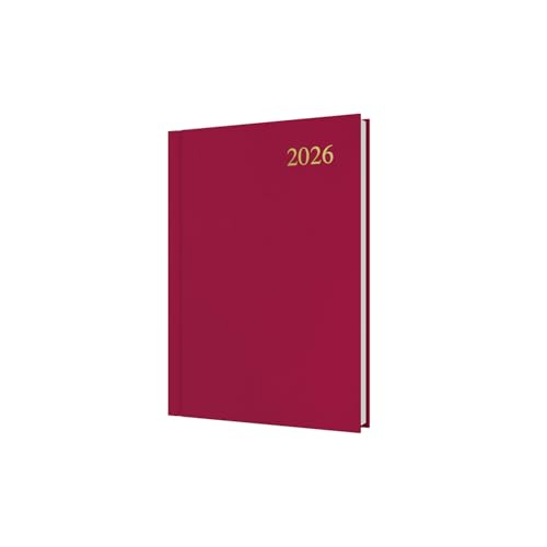 Collins - Essential - 2026 12 Month Calendar Year Planner Day-to-Page Diary A5 Hard Cover - Maroon (ESSA51.78-26)
