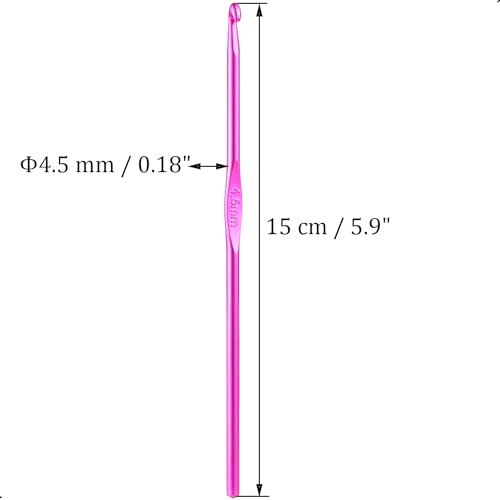 Image of 6Pcs 4.5mm Aluminum Crochet Hook Knitting Needles US Size 7 for DIY Yarn Craft,Nice Gift for Women Adults Kids Children Beginners (Purple)