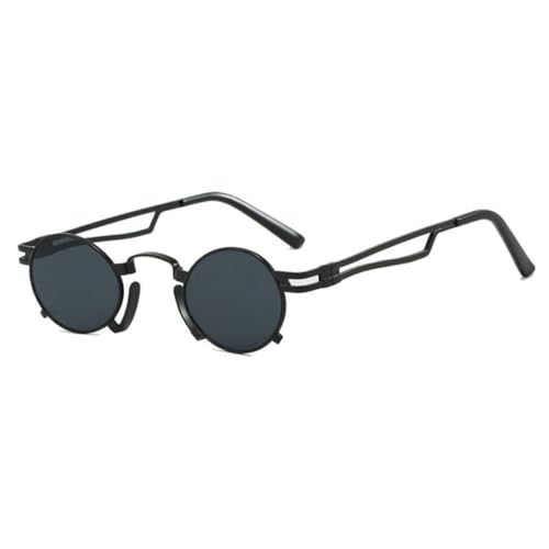 Lunettes de soleil de luxe steampunk rondes en métal doré avec verres rétro punk