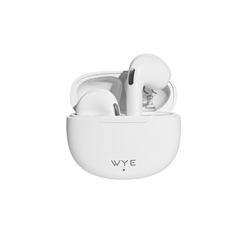WYE EliteTune ENC Wireless Earbuds Y-TWS28, Bluetooth 5.3 In-Ear Headphones with Dual Mic, 13mm Titanium Drivers, Low Latency, USB-C Charging, 5.5H Music Time, White