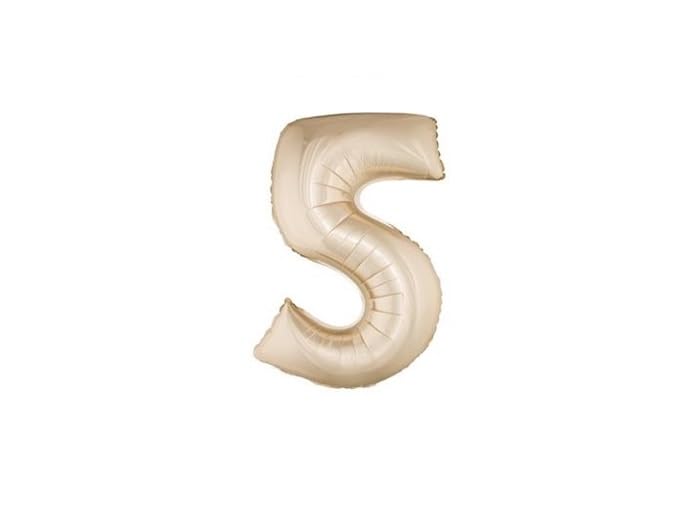 Lot de 12 - Ballon chiffre '5' en aluminium champagne 1m