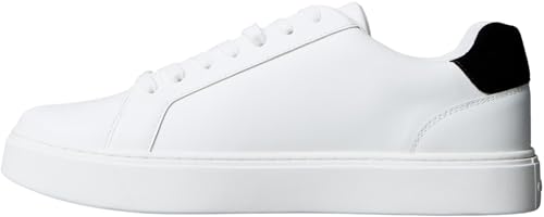 Calvin Klein Sneaker con Suela Cupsole Hombre Classic Laceup de Piel, Blanco (Bright White/Black), 40
