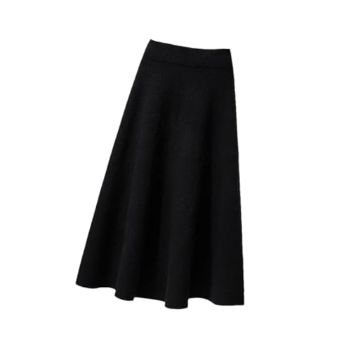 Women Y2k Casual Long Skirt Fall Winter Elastic High Waisted A-Line Casual Female Street Skirts Black One Size