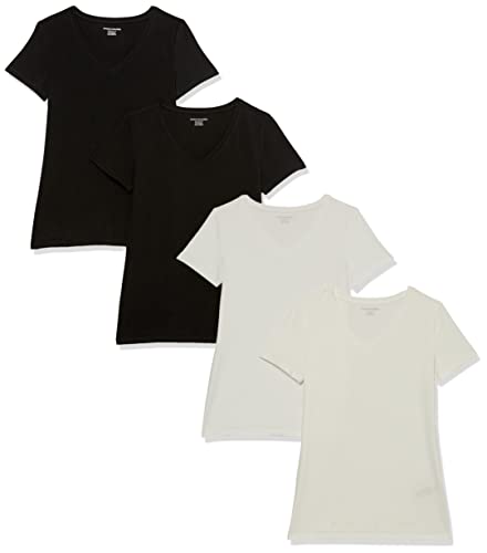 Image of Amazon Essentials Women's Regular-Fit Short-Sleeve V-Neck T-Shirt, Multipacks