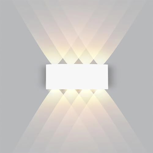 CHEVVY Aplique LED de Pared Interior/Exterior 8W Blanco Moderno A...