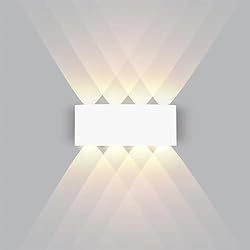 Lamparas De Pared Que Den Mucha Luz CHEVVY Aplique LED de Pared Interior/Exterior 8W Blanco Moderno Apliques de Pared LED Luz Blanca Cálida 6000K Luces led pared para Baño Jardín Dormitorio Pasillo Escaleras IP65