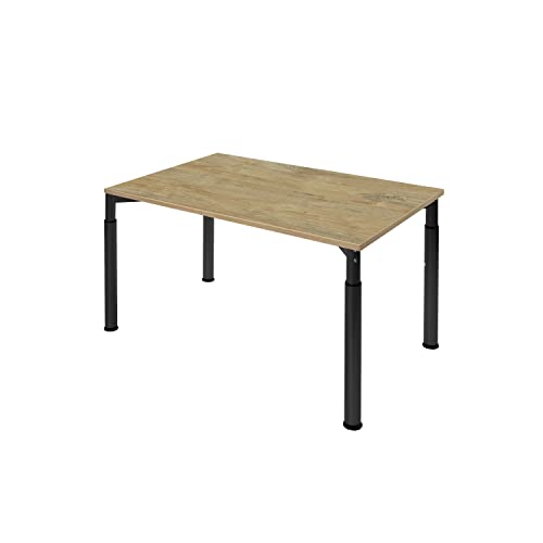boho office® Konferenztisch, Schreibtisch, Tisch, Schwarz, in der Höhe einstellbar inkl. Tischplatte in 160 x 80 cm in Wildeiche Premium-Dekor boho office® Konferenztisch, Schreibtisch, Tisch, Schwarz, in der Höhe einstellbar inkl. Tischplatte in 160 x 80 cm in Wildeiche Premium-Dekor