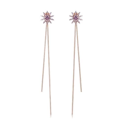 Boucles d'oreilles pendantes flocon en zircon brillant pour un éclat chic