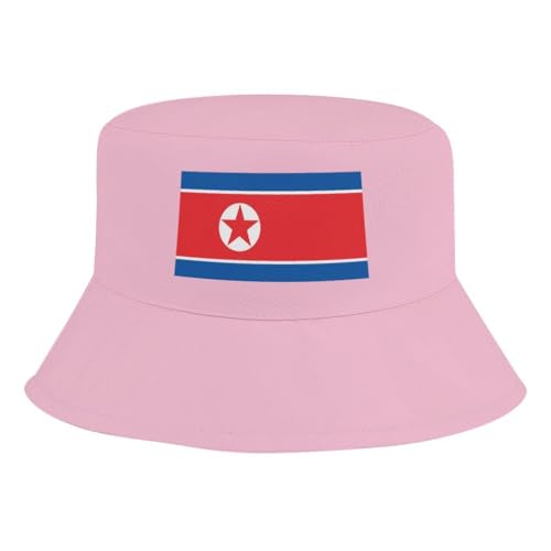Kids Bucket Hat for Girls & Boys, North Korea Flag Pattern Bucket Hat for Girls Boys,Fun & Cool Fun Outdoor Vacation