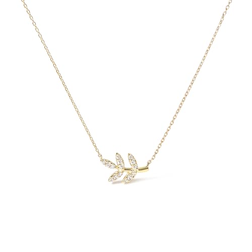 Haus of Brilliance 10K Yellow Gold 1/10 Cttw Diamond Leaf and Branch 18" Pendant Necklace (H-I Color, I1-I2 Clarity)