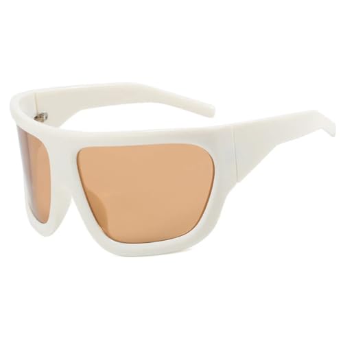 Lunettes de soleil surdimensionnées femmes rétro punk UV400 grand format thé beige