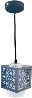 Areezo Wooden Square Flower Design Pendant Light, Bulb not Included Pendants Ceiling Lamp |Hanging Ceiling Lamp for Bedroom, Living Room, (Brown) Pack of 1