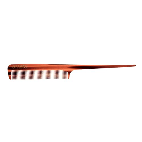 Amelia Beauty Cellulose Acetate 8in Rat Tail Comb, Handmade, Smooth Edges, Eco-Friendly Plant Based Material, Log Tail Sectioning, Course Teeth - Tortoise Shell Color
