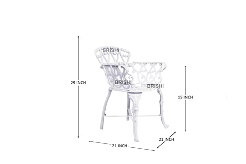 Image of BRISHI Cast Aluminium Garden Patio Seating Chair and Table Set for Balcony Outdoor Furniture with 1 Table and 2 Chair Set (White)