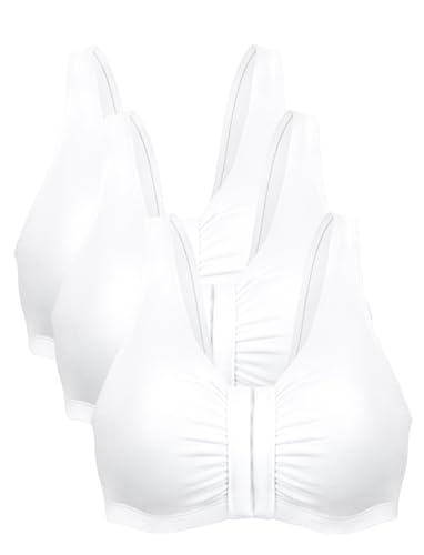 Bestform 5006014 Comfortable Unlined Wireless Cotton Stretch Sports Bra with Front Closure