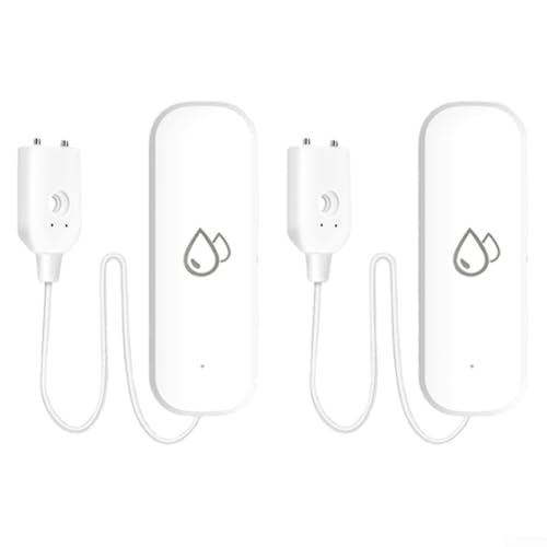 snowchecking Detector inteligente de fugas de agua WiFi compatible con Tuya, alertas de inundación y desbordamiento, control de aplicación, paquete de 2 para el hogar