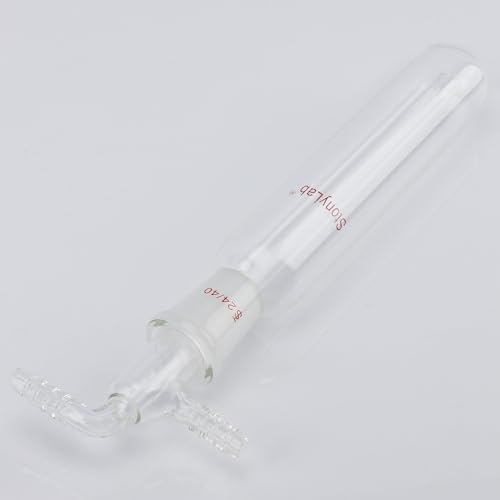 stonylab Glass Vacuum Cold Trap Bubbler with 10mm Serrated Hose, 225 mm Length Below The 24/40 Joint