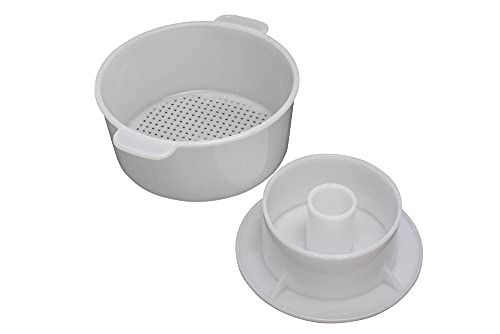 WoodBi Moule à Fromage de qualité supérieure Avec couvercle à Pression. Cylindre de Pression. Pour Fromage jusqu'à 1,2 kg. P = 150 mm, h = 70 mm. Paroi épaisse et Stable - adapté à UNE, 3 Käseformen