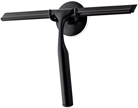 Ettori Shower Squeegee for Glass Doors, Squeegee for Shower Door, Window and Car Glass, Mirrors - All-Purpose Stainless Steel Squeegee, 10 Inches and Black
