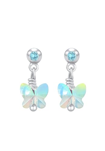 Elli Ohrringe Kinder Funkel Schmetterling mit Kristalle 925 Sterling Silber – Ansicht 2