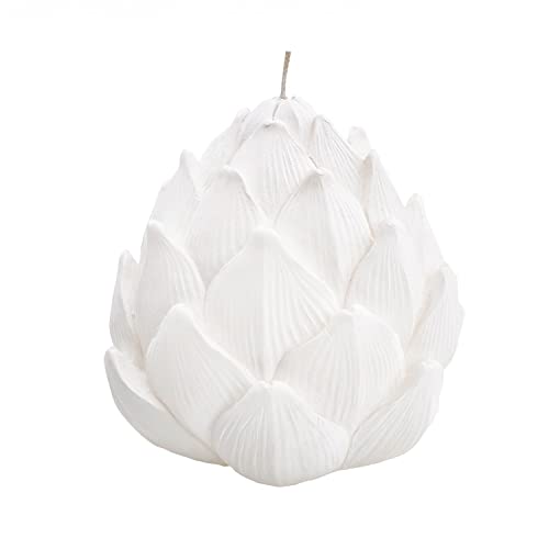 MANULENA Vela Decorativa Con Forma De Alcachofa. Color Blanco Mate. Vela Decorativa Grande De 100 Horas De Duración. Mecha De Algodón Orgánico. Tamaño 17 x 19 cm Cover