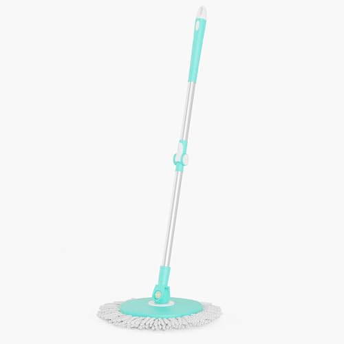 Image of Vivela Spin Mop | Extendable Stainless Steel Handle | 360 Rotating Microfiber Mop Head | Wet & Dry Floor Cleaning | Adjustable Height | Reusable Pad | Ideal for Tile, Marble