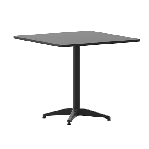 Flash Furniture Mellie 31.5'' Square Aluminum Indoor-Outdoor Table with Base, Black