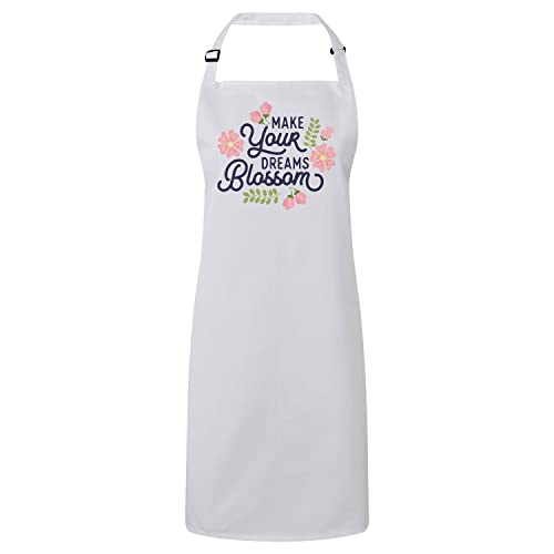 Tablier cuisine haut de gamme avec typographie raffinée et finition soignée blanc