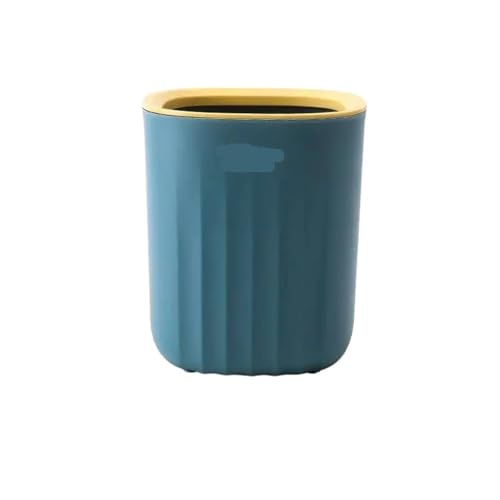 Mini papelera de escritorio azul que oculta residuos con tapa presion
