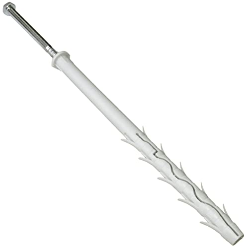 AERZETIX - C57444 - Lot de 10 Chevilles en Plastique à tête fraisée à ailettes Ø12x200 mm + 10 vis tirefonds Ø8x200 mm à Empreinte 6 pans en Acier - Couleur Argent