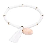 Amosfun Pulsera Bohemia para Mujer de Arcilla Polimérica de Color Claro con Flecos, Pulsera Étnica Creativa Ligera y Duradera, Accesorio de Mano Adecuado para Fiestas y Uso Diario