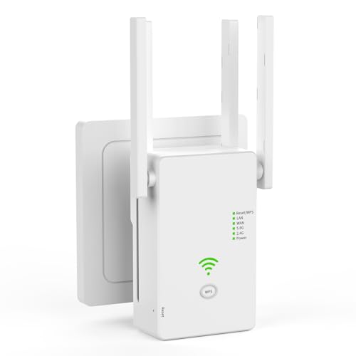 WLAN Verstärker, 1200Mbit/s WLAN Repeater, 5G & 2.4G Dualband Ultraxtender WiFi Verstärker mit LAN anschluss, WPS, Kompatibel mit 99% Standard-WiFi Routern, Deckt bis zu 9200Sq.ft und 35 Geräte