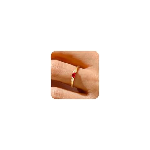 TOSGMY Gold Birthstone Rings for Women Non Tarnish 14K Gold Plated Stackable Dainty Emerald Green Gemstone Cubic Zirconia Wedding Engagement Ring for Her Birthday Gifts for Mom Jewelry Size 6-10 Cover